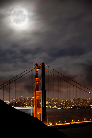 Full Moon over the Golden Gate Bridge 2014